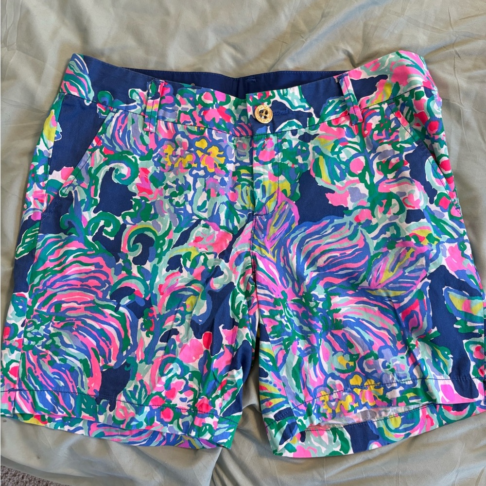 Lilly Pulitzer Navy Floral Tropical Print Shorts The Jayne Short